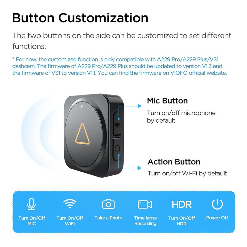 Viofo Official Wireless Bluetooth Remote Control for A129 Dash Camera A129 Duo Dual Channel Dash Cam - Image 4