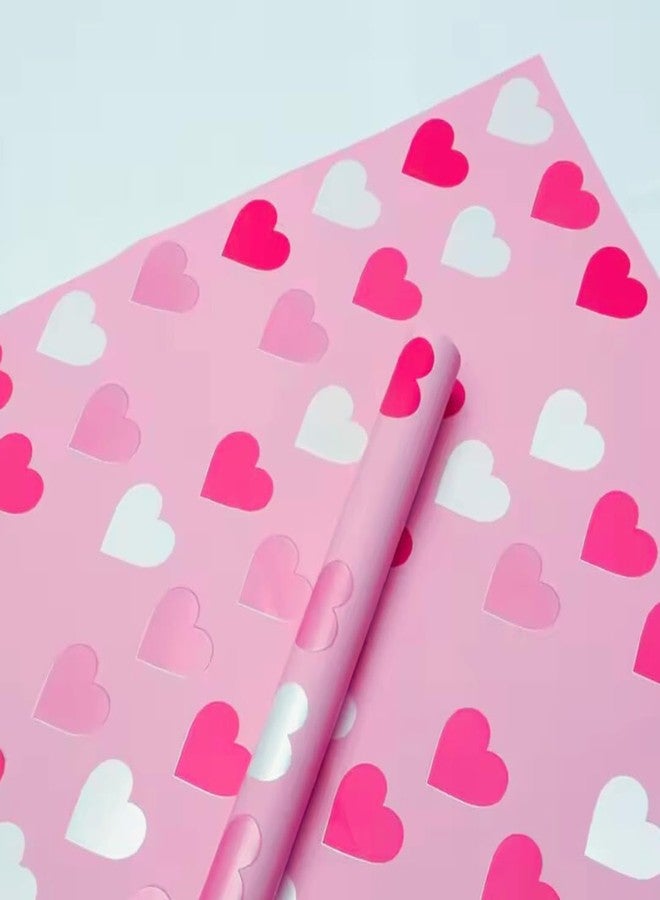 Aanyas - 10 sheets Heart Printed Korean Style Waterproof Pink Bouquet Wrapping Paper | Luxury Gift Wrapping for Birthday, Wedding, Anniversary & Special Occasions | DIY Crafts & Decoration | (58cm x 58cm, 60 Microns) | (10, Pink) - Image 1