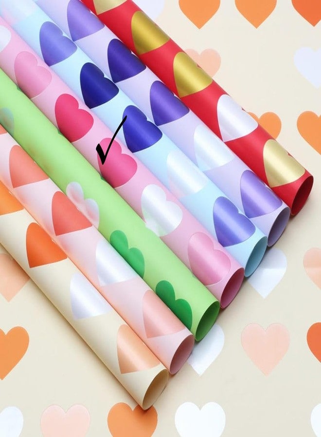Aanyas - 10 sheets Heart Printed Korean Style Waterproof Pink Bouquet Wrapping Paper | Luxury Gift Wrapping for Birthday, Wedding, Anniversary & Special Occasions | DIY Crafts & Decoration | (58cm x 58cm, 60 Microns) | (10, Pink) - Image 2
