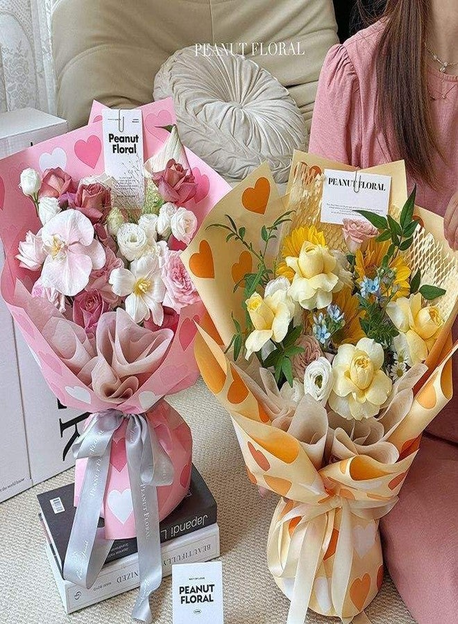 Aanyas - 10 sheets Heart Printed Korean Style Waterproof Pink Bouquet Wrapping Paper | Luxury Gift Wrapping for Birthday, Wedding, Anniversary & Special Occasions | DIY Crafts & Decoration | (58cm x 58cm, 60 Microns) | (10, Pink) - Image 4