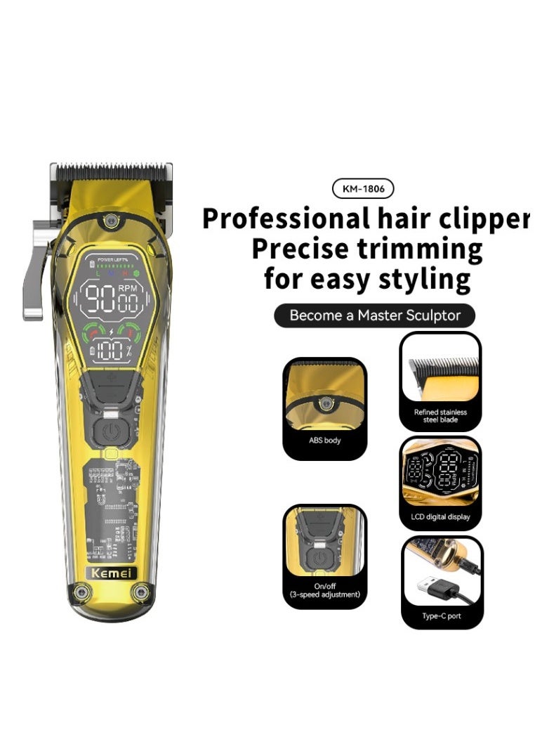 KM-1806 professional shaver features control arm, a color LED display, and speed buttons - Image 2