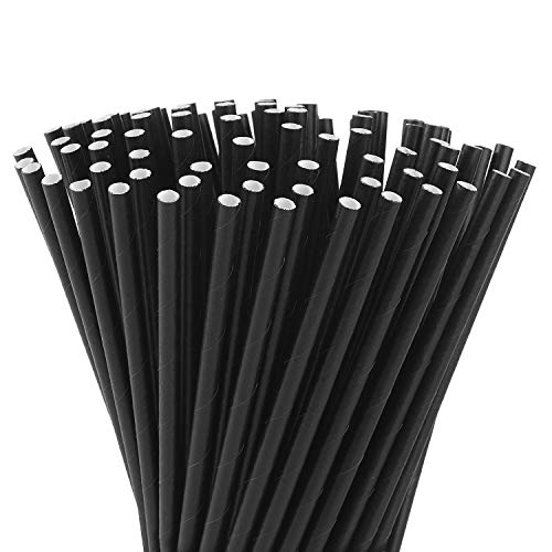 ALINK 100 Black Paper Straws Biodegradable Disposable Drinking Straws Bulk for Halloween Party Supplies Birthday Wedding BridalBaby Shower and Holiday Celebrations - Image 2