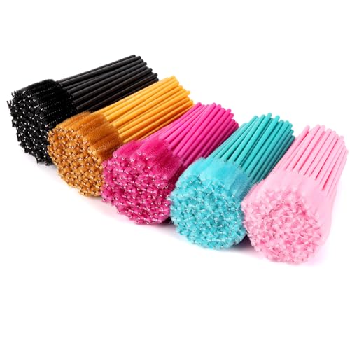 Tbestmax 500 Disposable Mascara Wands Eyelash Brush Spoolies for Eyebrow Eye Lash Extension Makeup Brushes Applicators Kits 5 Colors - Image 1