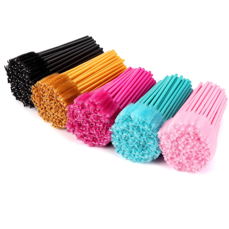 Tbestmax 500 Disposable Mascara Wands Eyelash Brush Spoolies for Eyebrow Eye Lash Extension Makeup Brushes Applicators Kits 5 Colors - Image 2