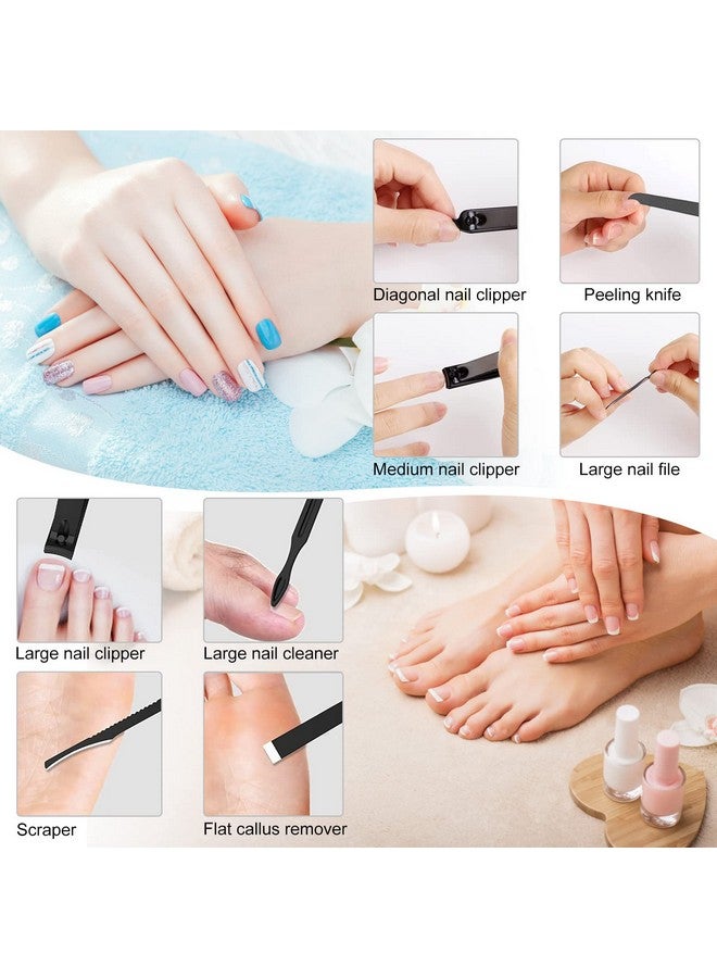 QLNE Nail Clippers Sets High Precisio Stainless Steel Nail Cutter Pedicure Kit Nail File Sharp Nail Scissors And Clipper Manicure Pedicure Kit Fingernails & Toenails With Portable Cas (Redblack_25 In 1) - Image 5