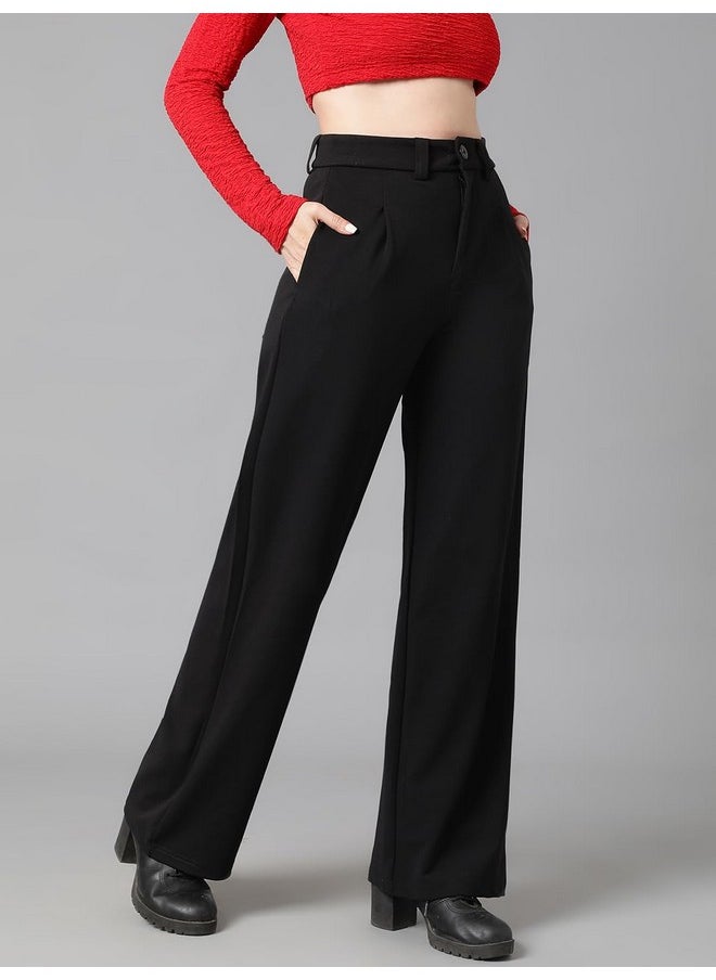 Kotty KOTTY Womens Polyester Blend Straight Fit Trousers Jade Black  - Image 2