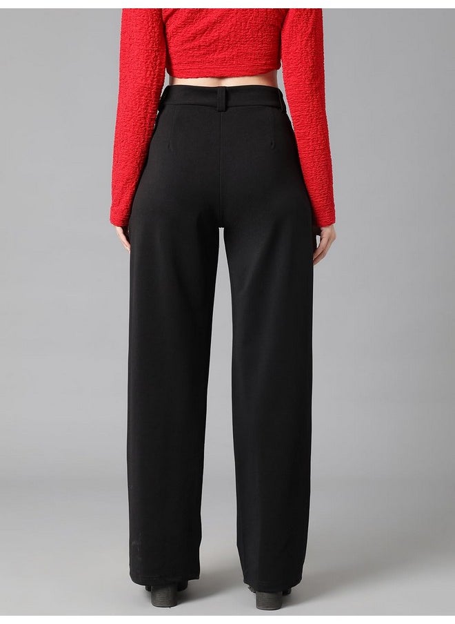 Kotty KOTTY Womens Polyester Blend Straight Fit Trousers Jade Black  - Image 5