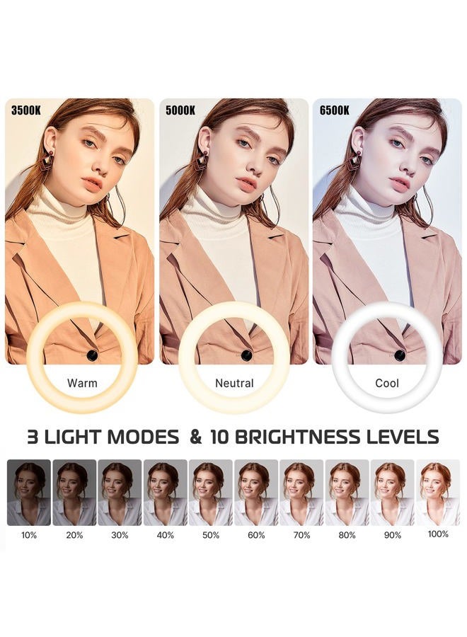 Ulanzi [Upgraded Base] ULANZI Overhead Phone Mount with 10" Selfie Ring Light, Tabletop Light Stand with 360° Shooting Arm, 3500k-6500K Dimmable Ring Light for Video Recording, Live Stream, Portrait & Makeup  - Image 3