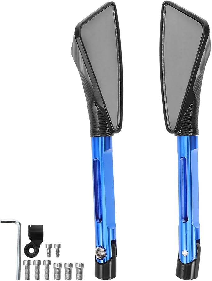 CNC Aluminum Motorcycle Rearview Mirrors Pair Colored Geometric Side Mirrors - Image 1