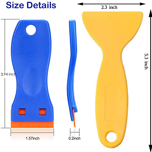 CHOUWEEK 3Pack Plastic Razor Blades Scraper Tool (1Spatula)10 Double Edged blades,No Scratch Sticker Removal Scraper for Cleaning Adhesive Label Decal Glue from Stove top,Glass Window,Cooktop,Car Windshields. - Image 2