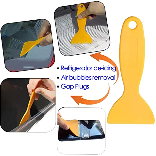 CHOUWEEK 3Pack Plastic Razor Blades Scraper Tool (1Spatula)10 Double Edged blades,No Scratch Sticker Removal Scraper for Cleaning Adhesive Label Decal Glue from Stove top,Glass Window,Cooktop,Car Windshields. - Image 4
