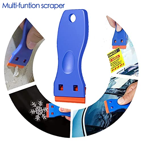 CHOUWEEK 3Pack Plastic Razor Blades Scraper Tool (1Spatula)10 Double Edged blades,No Scratch Sticker Removal Scraper for Cleaning Adhesive Label Decal Glue from Stove top,Glass Window,Cooktop,Car Windshields. - Image 5
