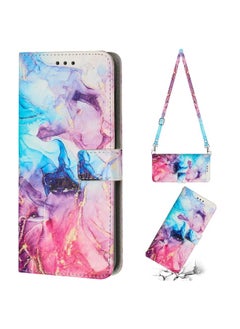 HuHa Case Cover For OPPO A94 5G/A94 4G/A95 5G/F19 Pro+ 5G/Reno5 Z 5G/F19 Pro 4G/Reno5 F 4G/Reno5 Lite Crossbody Painted Marble Pattern Leather Phone Case Pink Purple 