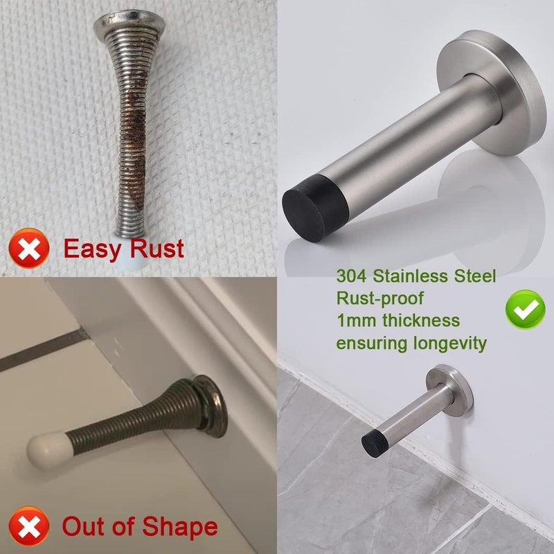 2 Pack Matte Black Door Stoppers Heavy Duty Stainless Steel Floor Wall Protectors - Image 4