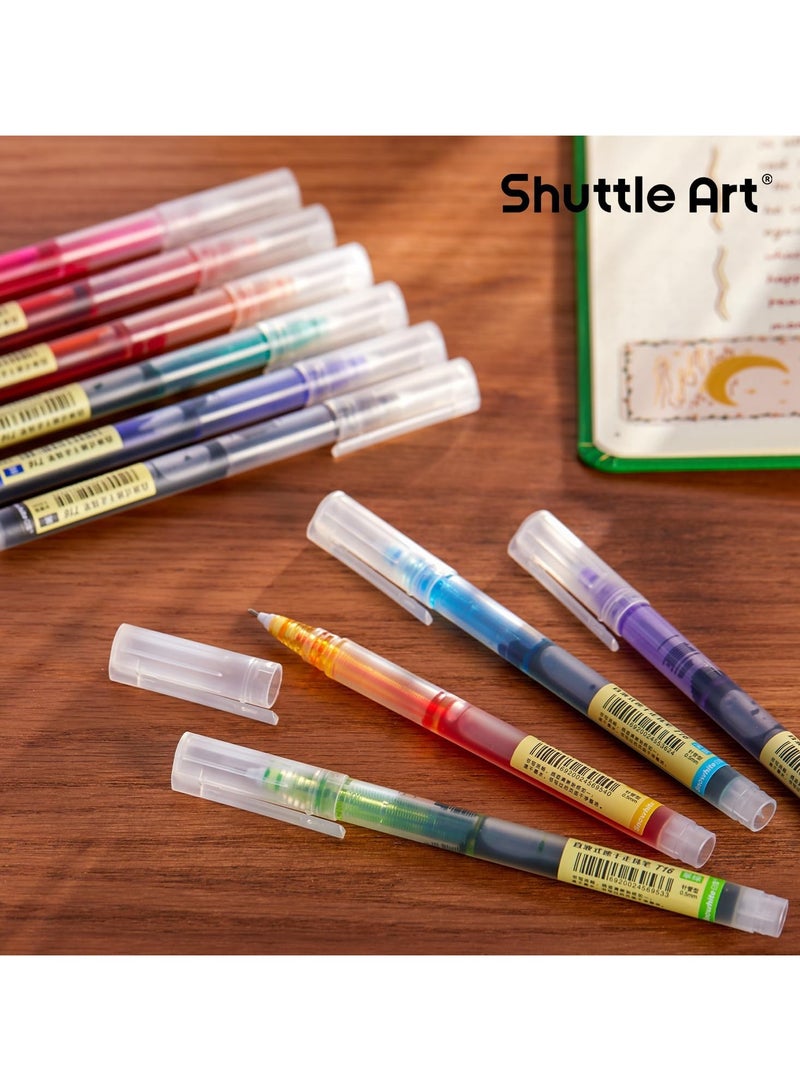 Shuttle Art Liquid ink ballpoint pen, 12 bright colors, quick drying, 0.5 mm ultra-fine nib, long-lasting writing journal, note taking, doodle, school office home  - Image 2