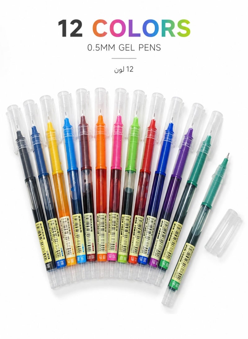 Shuttle Art 12 Colors Gel Ink Pens Set, 0.5mm Fine Point Liquid Ink Pens, Quick Dry Smudge-Free Smooth Writing Pens for Journaling, Note Taking, School, Office & Doodle - Image 1