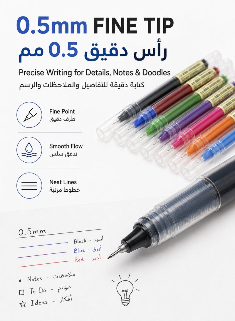 Shuttle Art 12 Colors Gel Ink Pens Set, 0.5mm Fine Point Liquid Ink Pens, Quick Dry Smudge-Free Smooth Writing Pens for Journaling, Note Taking, School, Office & Doodle - Image 3
