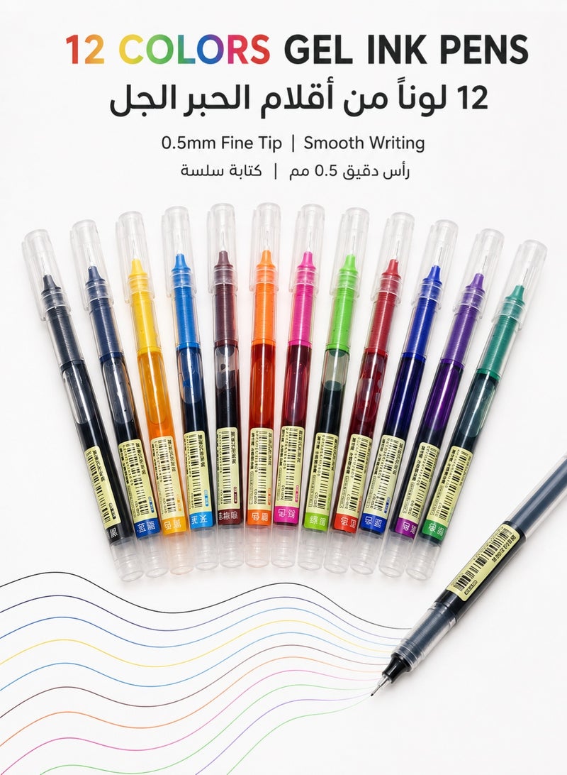 Shuttle Art 12 Colors Gel Ink Pens Set, 0.5mm Fine Point Liquid Ink Pens, Quick Dry Smudge-Free Smooth Writing Pens for Journaling, Note Taking, School, Office & Doodle - Image 1