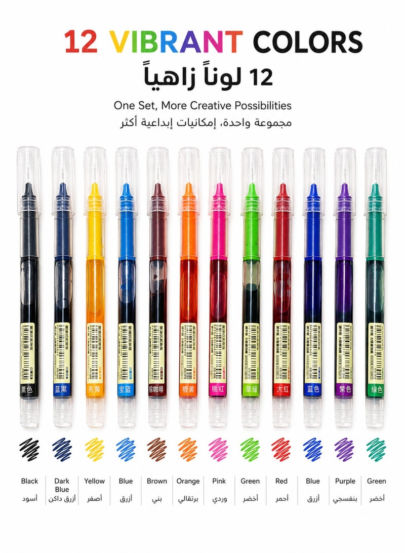Shuttle Art 12 Colors Gel Ink Pens Set, 0.5mm Fine Point Liquid Ink Pens, Quick Dry Smudge-Free Smooth Writing Pens for Journaling, Note Taking, School, Office & Doodle - Image 5