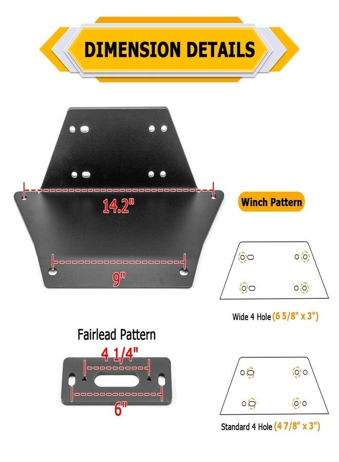 WeiSen Winch Mount Bracket Plate Compatible with Polaris Ranger 1000 900 570 XP Crew 2013-2024, Fit Ranger PRO XD Crew 2019-2024 - Image 3