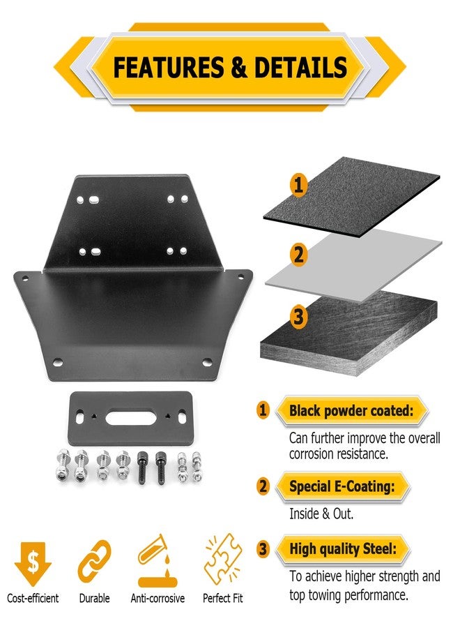 WeiSen Winch Mount Bracket Plate Compatible with Polaris Ranger 1000 900 570 XP Crew 2013-2024, Fit Ranger PRO XD Crew 2019-2024 - Image 2