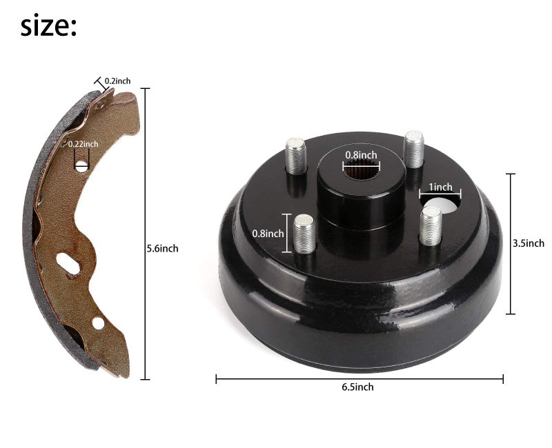 10L0L Golf-Cart-Brake-Drum & Brake-Shoes-Kit for EZGO TXT 1996-Up Electric Golf Carts, Rear Brake Hub Drum Maintenance & Repair Kit, Replace OEM# 19186G1 70794G01 70795G01 27943G01 27945G01 - Image 5