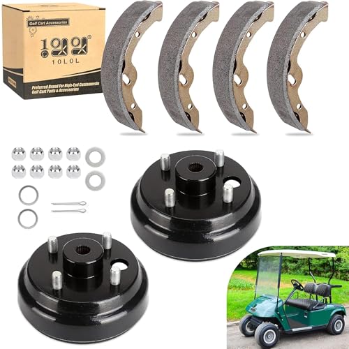 10L0L Golf-Cart-Brake-Drum & Brake-Shoes-Kit for EZGO TXT 1996-Up Electric Golf Carts, Rear Brake Hub Drum Maintenance & Repair Kit, Replace OEM# 19186G1 70794G01 70795G01 27943G01 27945G01 - Image 1