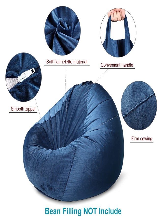 MFTEK Bean Bag Chair Cover(No Filling), Large Washable Soft Velvet Bean Bag, Stuffed Animal Storage or Memory Foam for Kid Adults, 35’’×35’’×43’’ (Blue) - Image 3