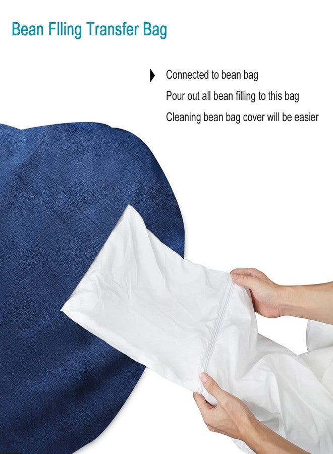MFTEK Bean Bag Chair Cover(No Filling), Large Washable Soft Velvet Bean Bag, Stuffed Animal Storage or Memory Foam for Kid Adults, 35’’×35’’×43’’ (Blue) - Image 4
