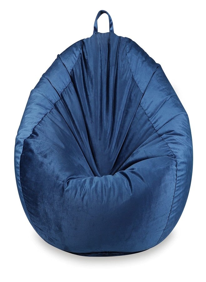 MFTEK Bean Bag Chair Cover(No Filling), Large Washable Soft Velvet Bean Bag, Stuffed Animal Storage or Memory Foam for Kid Adults, 35’’×35’’×43’’ (Blue) - Image 1