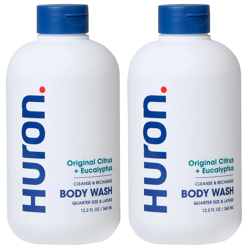 Huron Mens Moisturizing Body Wash  Crisp Citrus Eucalyptus Mint  Aromatic Greens Scent 122 fl oz 2 Pack