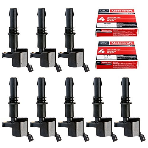 MAS Set of 8 Ignition Coils Pack DG511 FD508 & Motorcraft Spark Plugs SP546 SP515 PZH14F Compatible with Ford F150 F250 Expedition Lincoln Navigator - Image 1