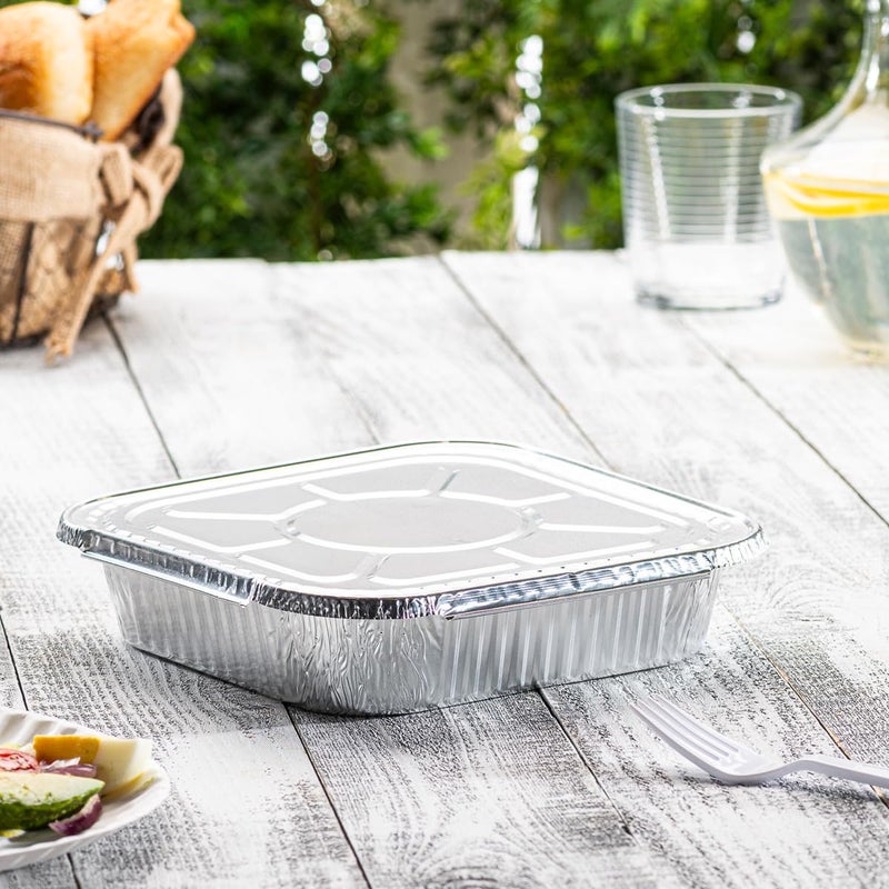 GUSTO [25 Sets 8-Inch Square Foil Pans with Lids - Disposable Food Containers, Aluminum Foil Pans For Baking, Cooking, Storing and Preparing Food (Formerly Comfy Package) - Image 3