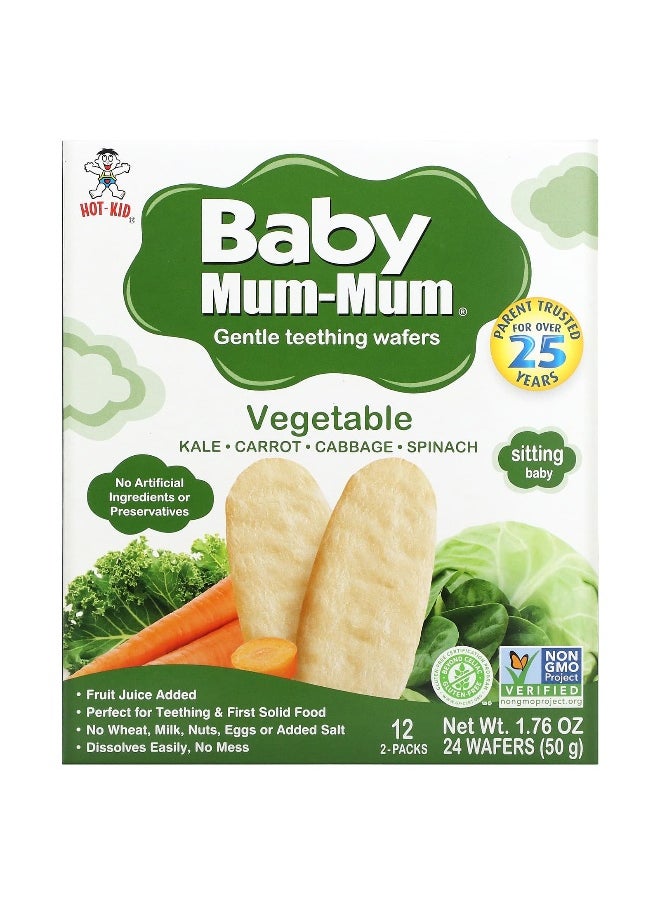 HOT-KID Hot Kid, Baby Mum-Mum, Gentle Teething Wafers, Vegetable, 12 Packs, 2 Wafers Each  - Image 1