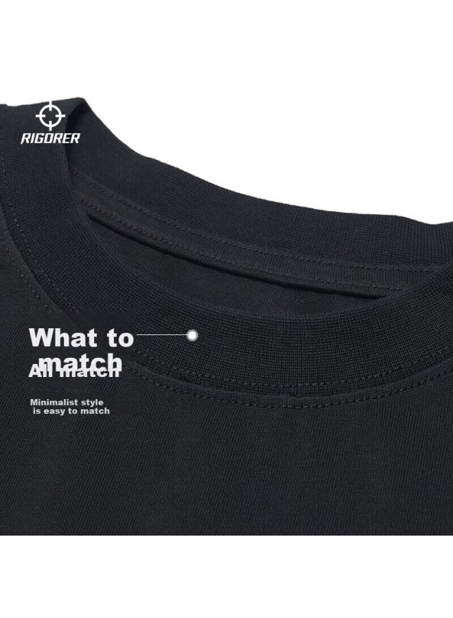 RIGORER  Zhunzhe Minimalist Summer Loose Breathable Men's Sports Crew Neck Short Sleeve T-shirt Z123110425 Off-white 4XL - Image 5