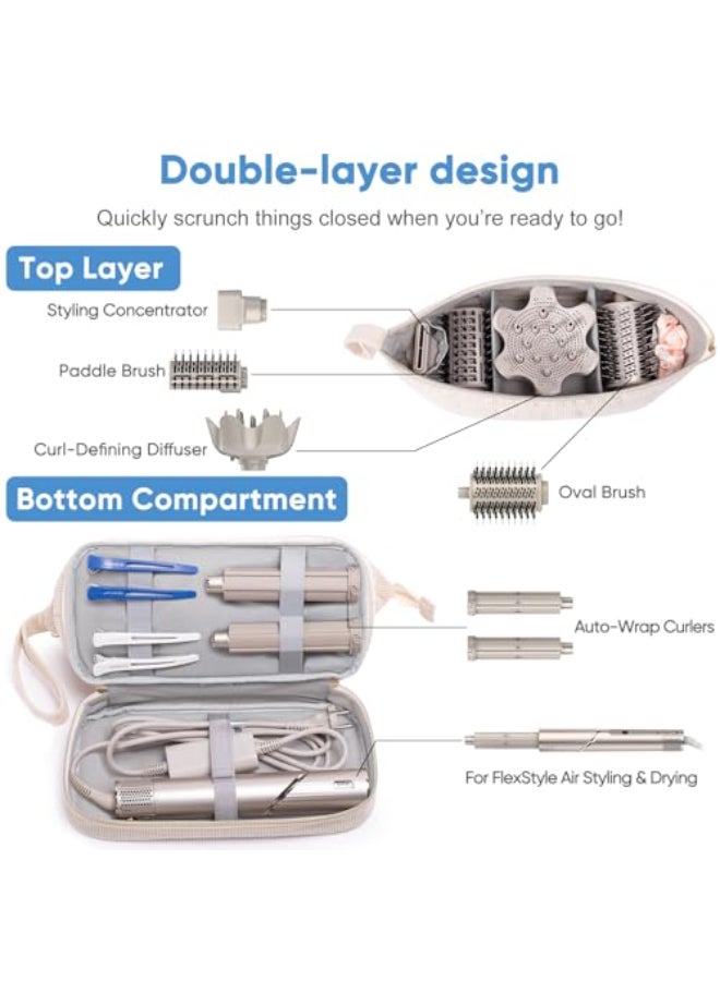 ELCUPA Initial Personalized Hair Dryer CaseDoubleLayer Hair Tools Travel Carrying Case for Shark FlexStyleSmoothStyle with Hair Dryer Bag Hair Air Wrap Dryer Case Flat Curling Iron Travel Organizer - Image 3