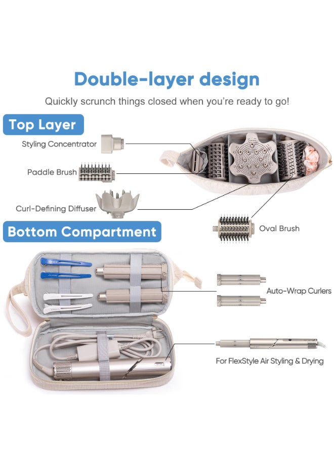 ELCUPA Initial Personalized Hair Dryer CaseDoubleLayer Hair Tools Travel Carrying Case for Shark FlexStyleSmoothStyle with Hair Dryer Bag Hair Air Wrap Dryer Case Flat Curling Iron Travel Organizer - Image 4