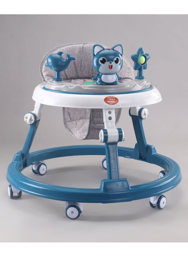 PlayNation Play Nation Multifunctional 360 Baby Walker, Cat Theme, 2 Level Height Adjustment, Musical Play Tray, Feeding Tray, 6 Months+, 205 x 66 x 52cm - Blue - Image 5