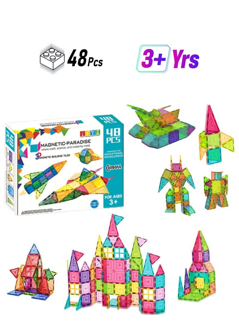 Cordova Magnetic Tiles Building Blocks Educational Toy 48 PCs Set  - Image 1