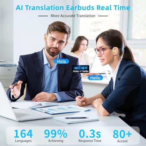 Lingobloom AI Translation Earbuds Real Time 164 Languages Translator Earbud 3 in-1 Bluetooth 5.4 Audifonos Traductores Inglés Español Translating Device iOS & Android Compatible(White) - Image 2
