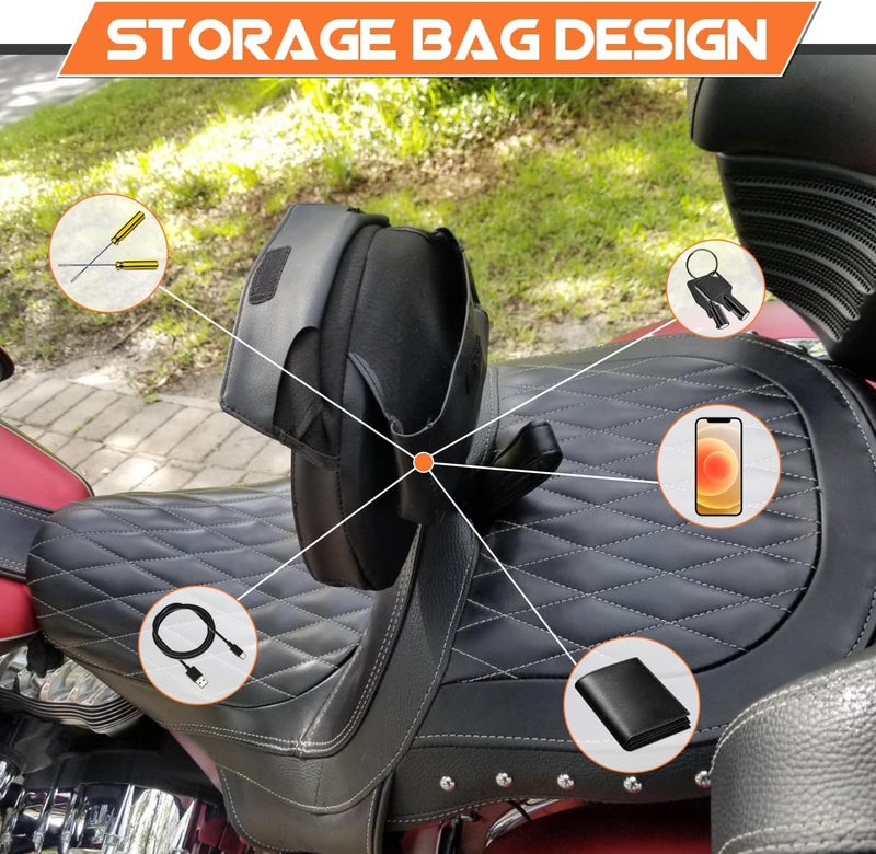 AUFER Detachable Adjustable Plug-in Driver Rider Backrest Sissy Bar Mounting Kit for Indian Motorcycles 2014-2024 - Image 5