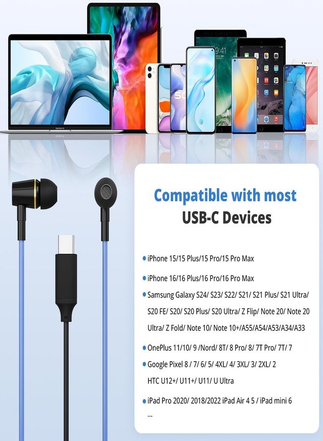 KINDEN Air Tube Headphones USB C Headphones Wired for iPhone 16 15, Type C Earbuds Earphones with Microphone Noise Cancelling for iPad,Google Pixel 8 7 6A 5 Samsung-Not for 3.55mm and Lightning Connector - Image 4