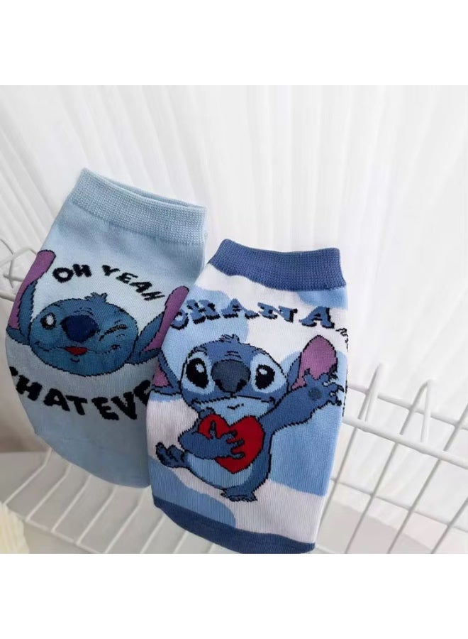 5 Pairs Of  Stitch Cartoon Cute And Quirky Summer Style Skin Friendly, Comfortable, Non Slip, Non Slip, Sweat Wicking, Odorproof, Breathable Men's And Women's Socks - Image 4