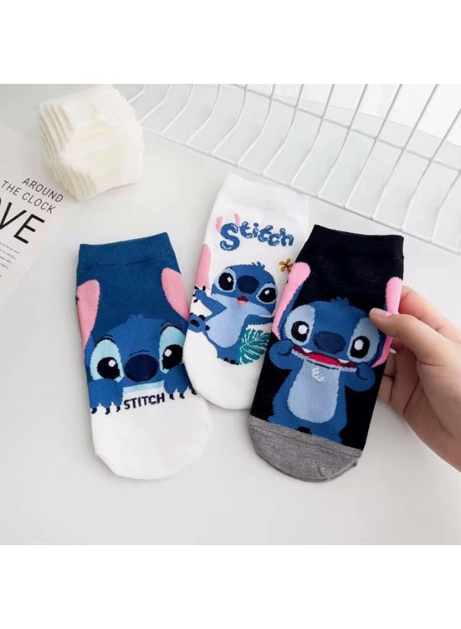5 Pairs Of  Stitch Cartoon Cute And Quirky Summer Style Skin Friendly, Comfortable, Non Slip, Non Slip, Sweat Wicking, Odorproof, Breathable Men's And Women's Socks - Image 3