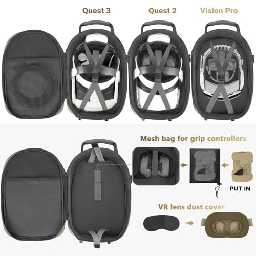 FOREGOER Carrying Case for Meta Quest 3/Quest 3S/Oculus Quest 2, Hard Travel Storage Case Compatible with Meta Oculus Quest 2 Headset, Quest Pro and Accessories, VR All-in-One Gaming Headset - Image 2