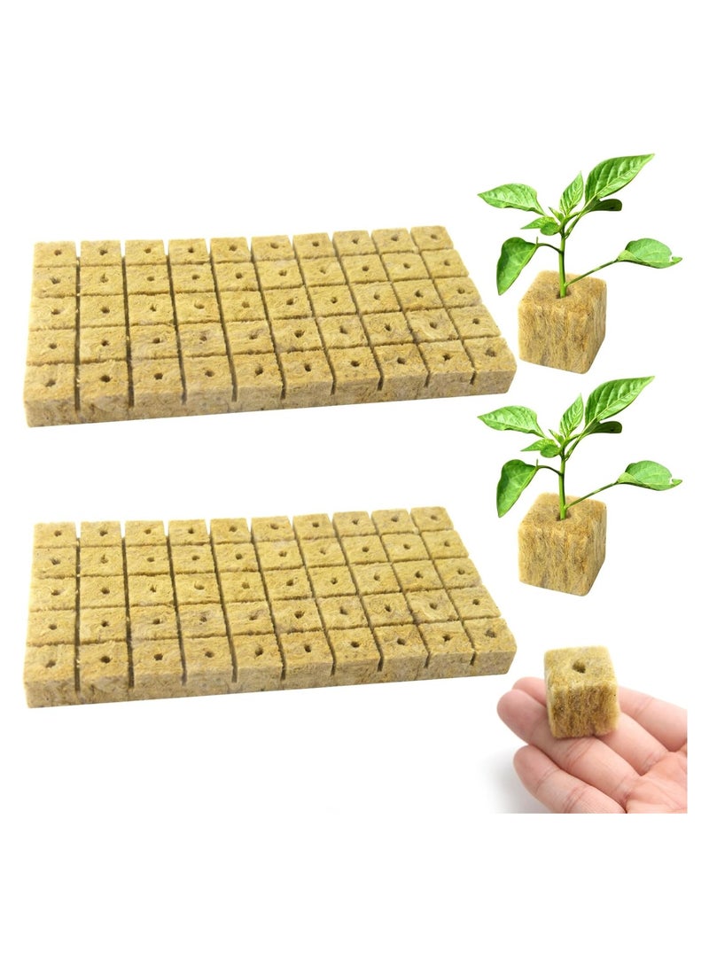 100 عبوة من مكعبات نمو النبات من الصوف الصخري لإنبات البذور والشتلات المائية ، مكعبات كاتب الصوف الصخري القابلة للتنفس لقطع تكاثر النبات ، كتل تربة الحديقة للاحتباس الحراري - Image 1