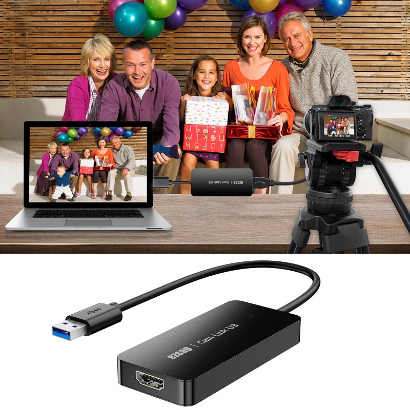 علبة التقاط الفيديو ezcap370 Gam Link U3 - علبة تسجيل دقة HD 1080p بدخل دقة 4K HD - محول صوت وفيديو USB3.2، تعمل بالتوصيل والاستخدام مباشرة للكامكوردرات وعلب التلفزيون وأجهزة ألعاب الكمبيوتر - Image 2