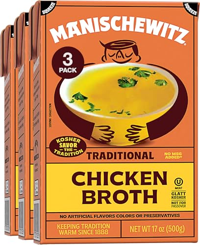 Manischewitz Chicken Broth 17oz (3 Pack), Rich Flavor | Kettle Cooked & Slowly Simmered | Certified Kosher - Image 1