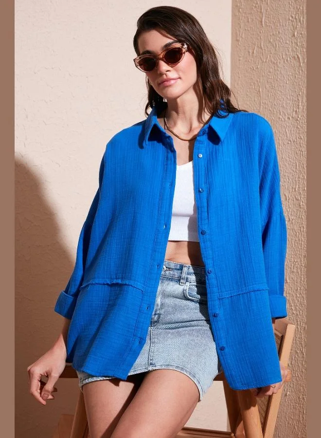 Lela Lela Cotton Regular Fit Muslin Shirt Women's SHIRT CF25S166905