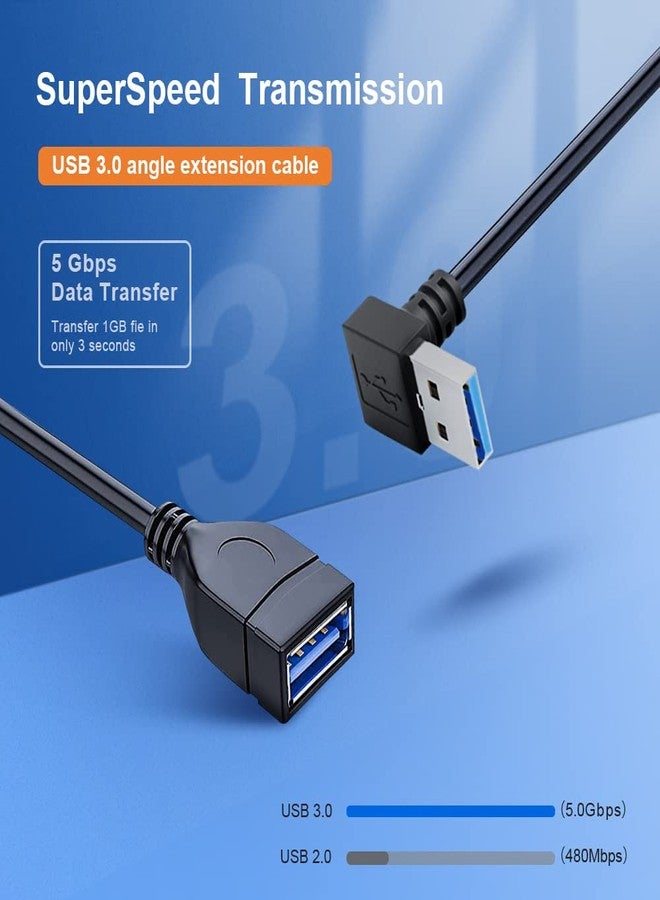 Oxsubor SuperSpeed USB 3.0 Male to Female Extension Data Cable Up and Down Angle 2PCS for PC,Laptop etc..(20CM,8IN) - Image 2